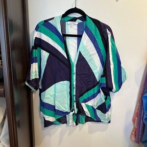 Olivaceous Multicolor Geometric Blouse